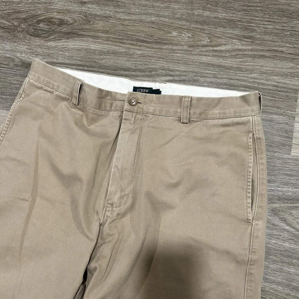 J. Crew Khaki Chino Pants Mens‎ Size 35x32 Flat Front Casual Office Brown
